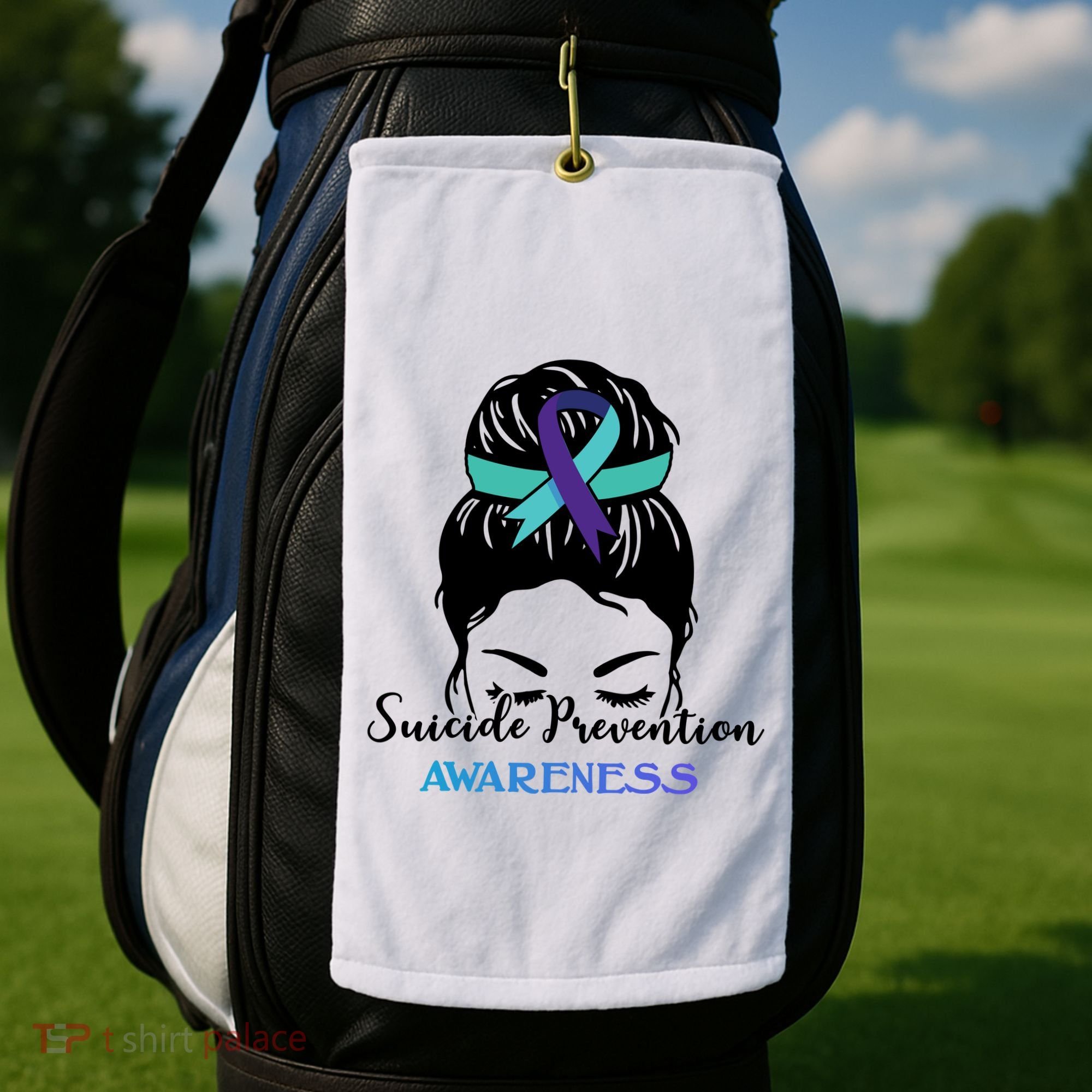 Suicide Prevention Awareness Hair Bun Ribbon Golf Towel