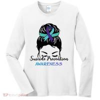 Suicide Prevention Awareness Hair Bun Ribbon Women's Long Sleeve Shirt thumb 0