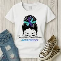 Suicide Prevention Awareness Hair Bun Ribbon Women's T-Shirt thumb 3