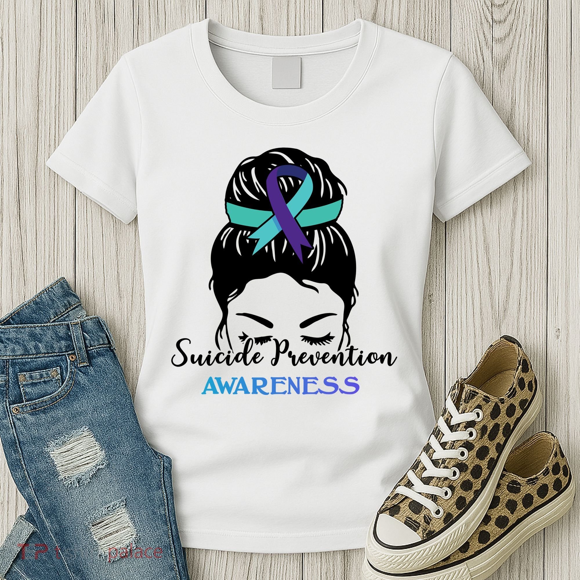 Suicide Prevention Awareness Hair Bun Ribbon Women's T-Shirt