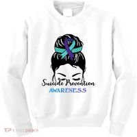 Suicide Prevention Awareness Hair Bun Ribbon Kids Sweatshirt thumb 0