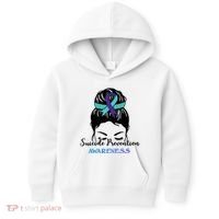 Suicide Prevention Awareness Hair Bun Ribbon Kids Hoodie thumb 0