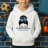 Suicide Prevention Awareness Hair Bun Ribbon Kids Hoodie thumb 2