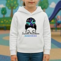 Suicide Prevention Awareness Hair Bun Ribbon Kids Hoodie thumb 3