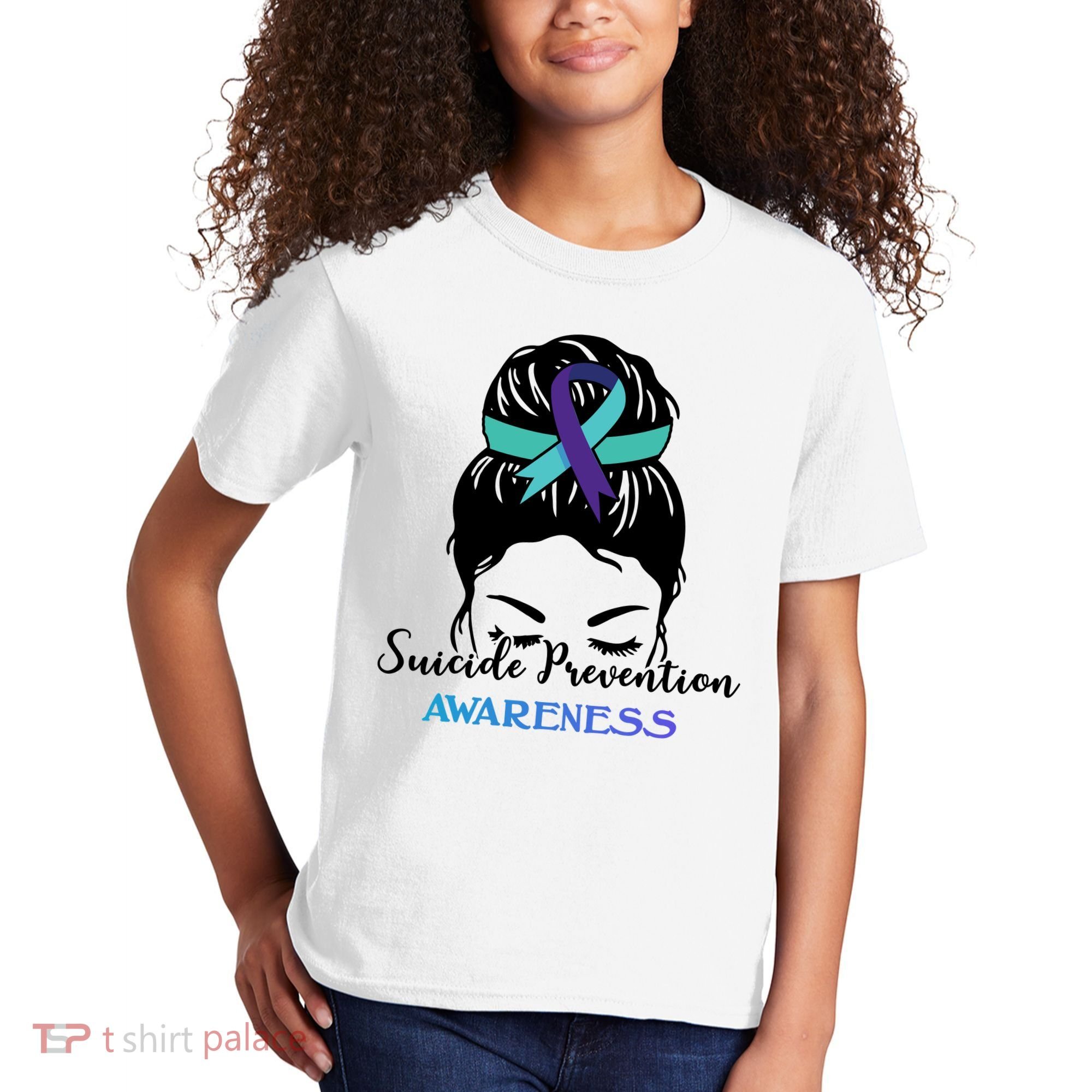 Suicide Prevention Awareness Hair Bun Ribbon Kids T-Shirt