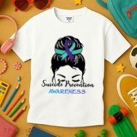 Suicide Prevention Awareness Hair Bun Ribbon Kids T-Shirt thumb 3