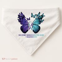 Suicide Prevention Awareness Butterfly No Story Should End Too Soon USA-Made Doggie Bandana thumb 0