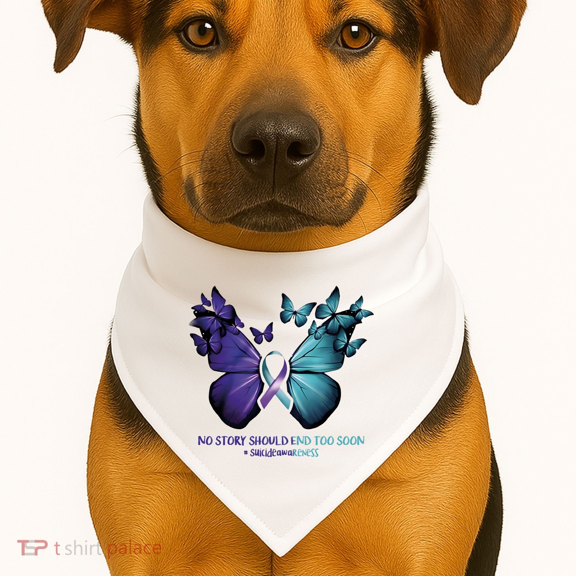 Suicide Prevention Awareness Butterfly No Story Should End Too Soon USA-Made Doggie Bandana