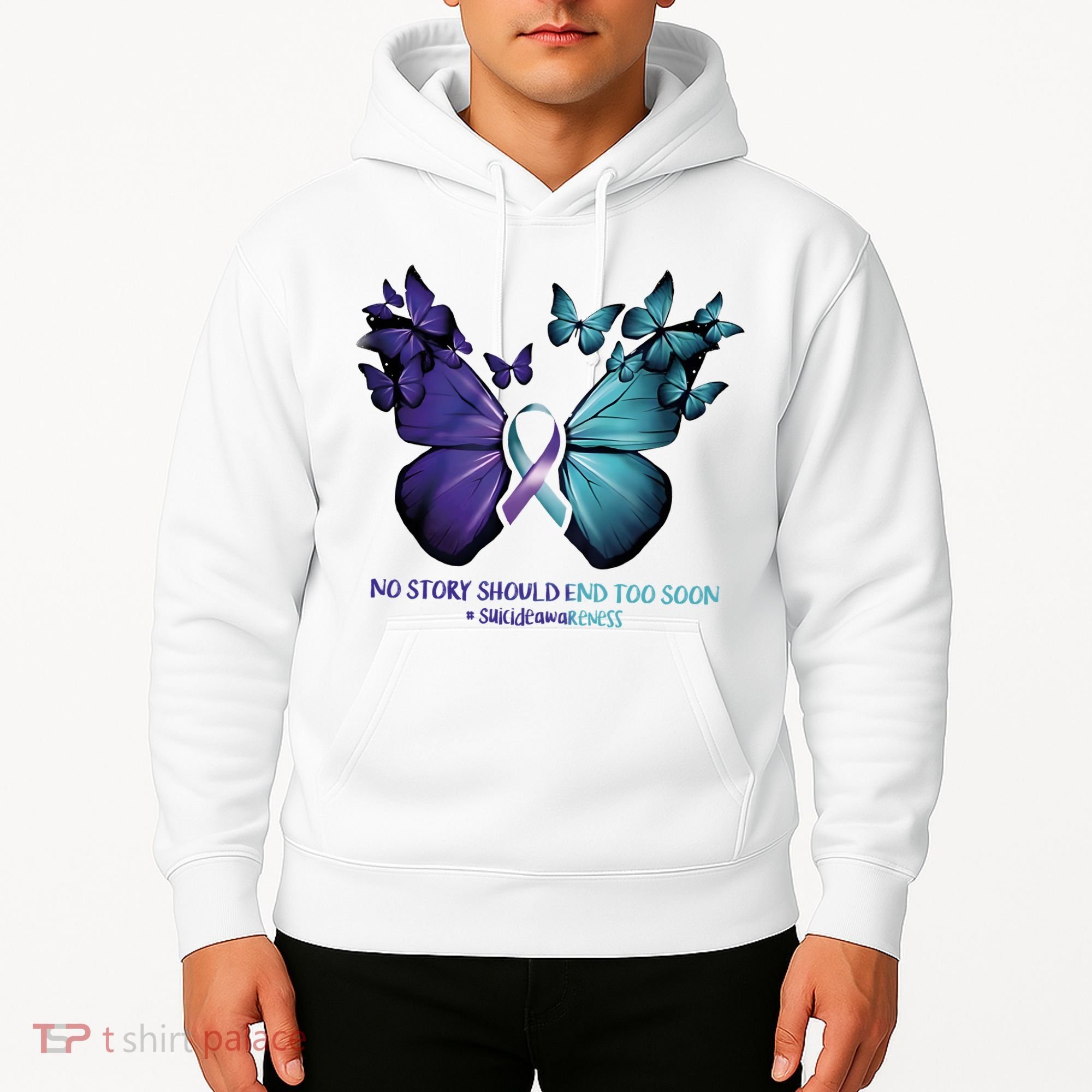Suicide Prevention Awareness Butterfly No Story Should End Too Soon Hoodie