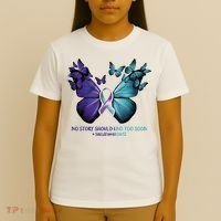Suicide Prevention Awareness Butterfly No Story Should End Too Soon T-Shirt thumb 4