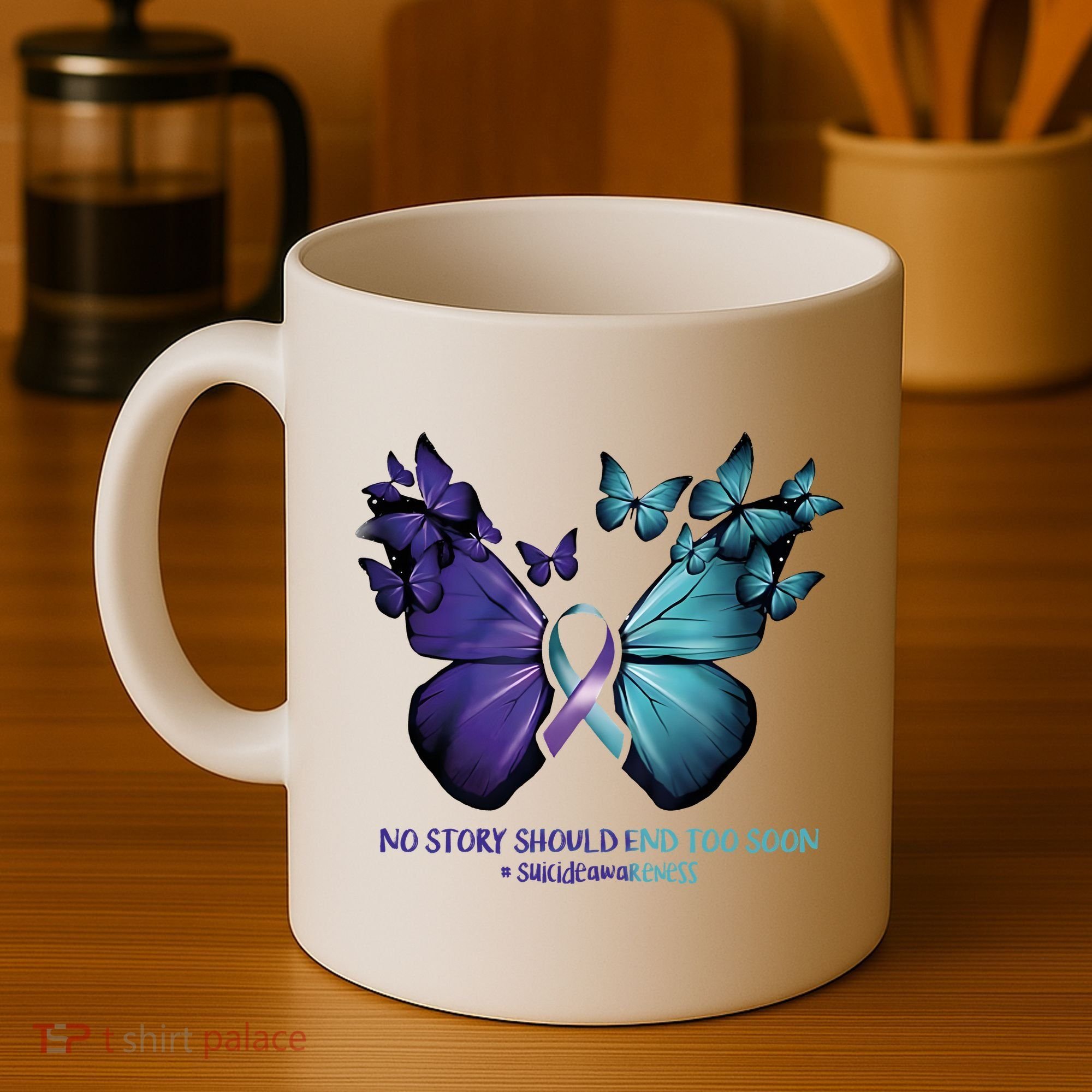 Suicide Prevention Awareness Butterfly No Story Should End Too Soon Coffee Mug
