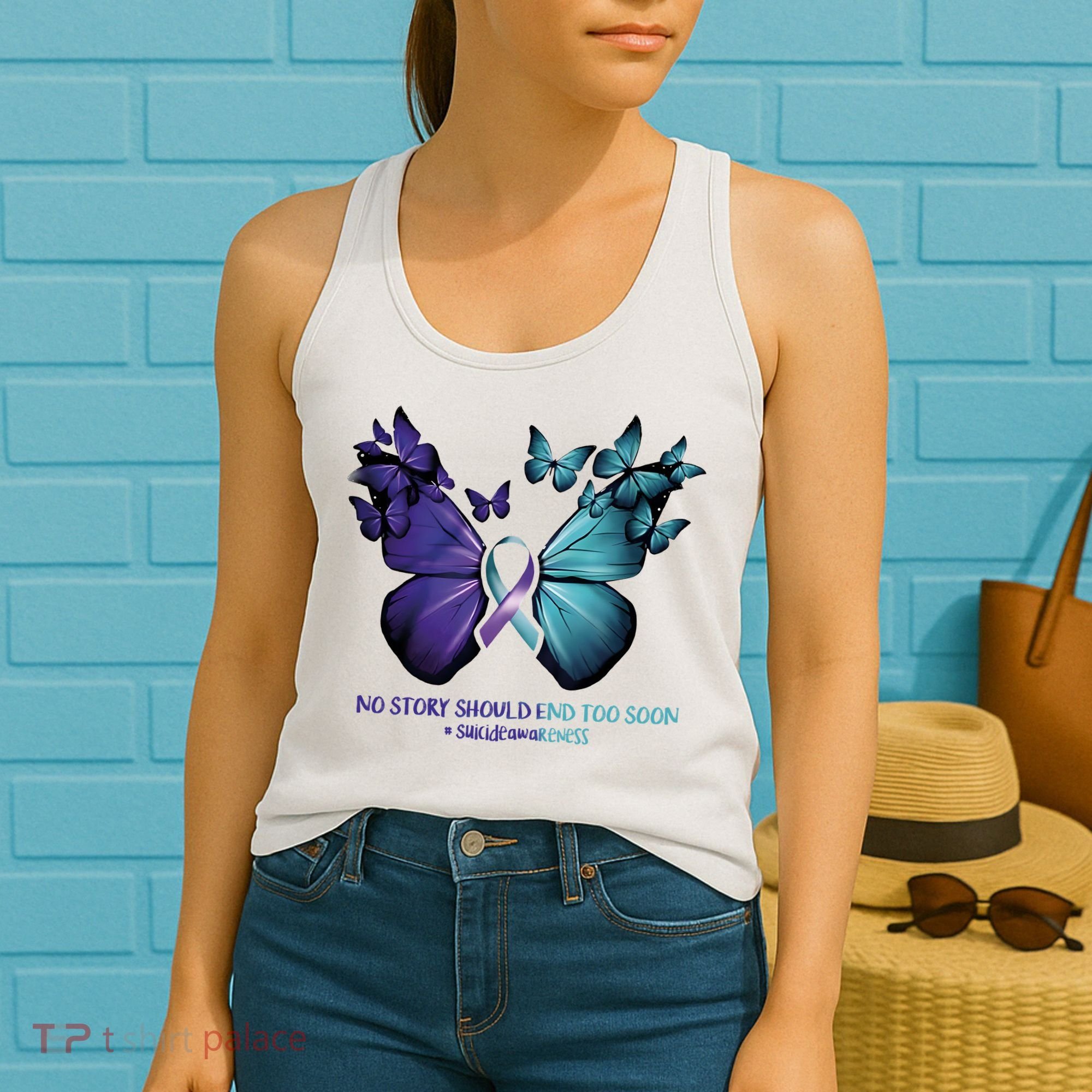 Suicide Prevention Awareness Butterfly No Story Should End Too Soon Women's Tank Top