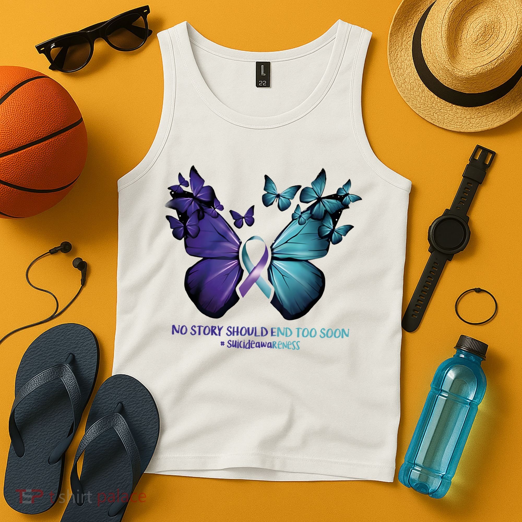 Suicide Prevention Awareness Butterfly No Story Should End Too Soon Tank Top