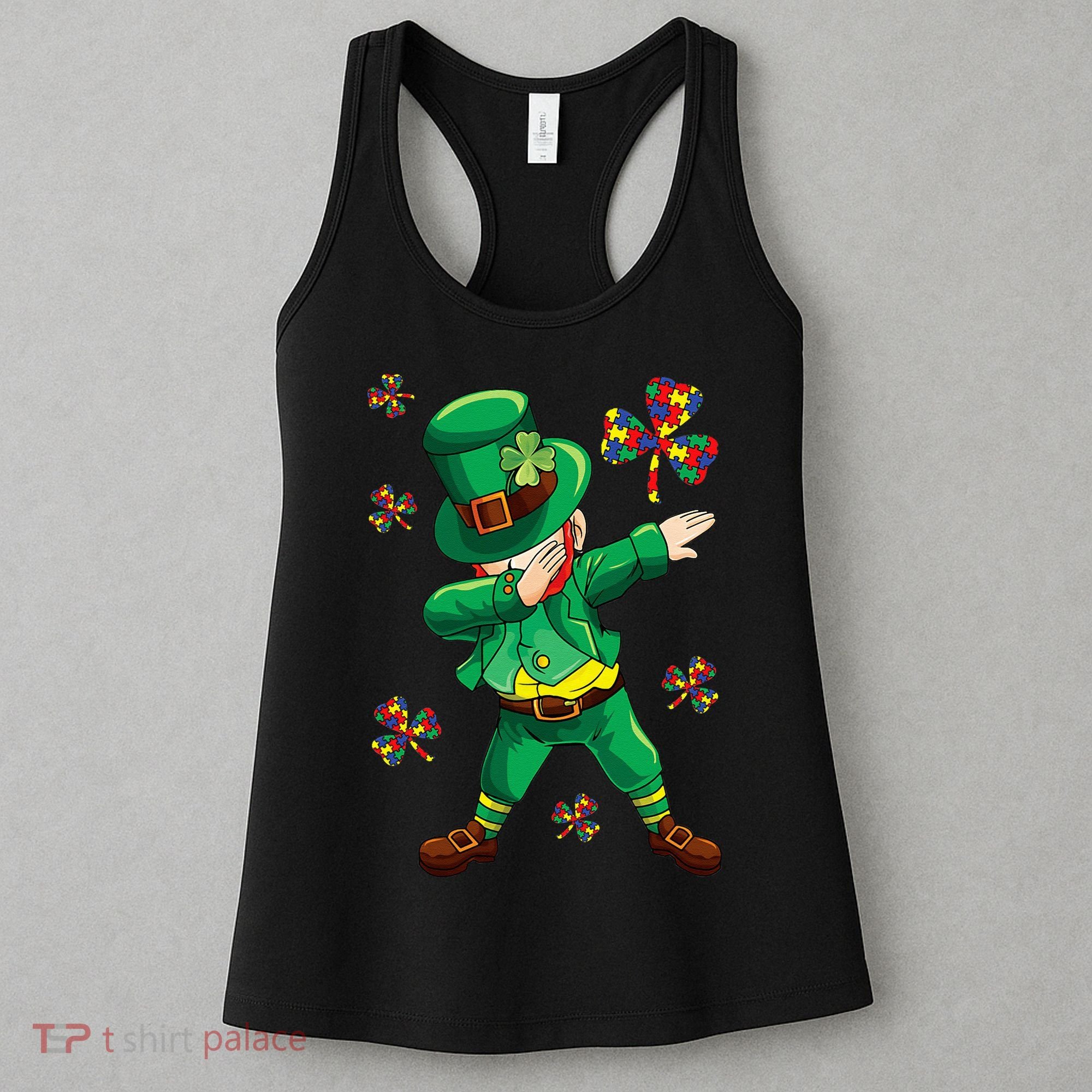 St Patrick's Autism Awareness Puzzle Ribbon Leprechaun IEP Women's Tank Top