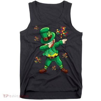 St Patrick's Autism Awareness Puzzle Ribbon Leprechaun IEP Tank Top