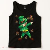 St Patrick's Autism Awareness Puzzle Ribbon Leprechaun IEP Tank Top thumb 2
