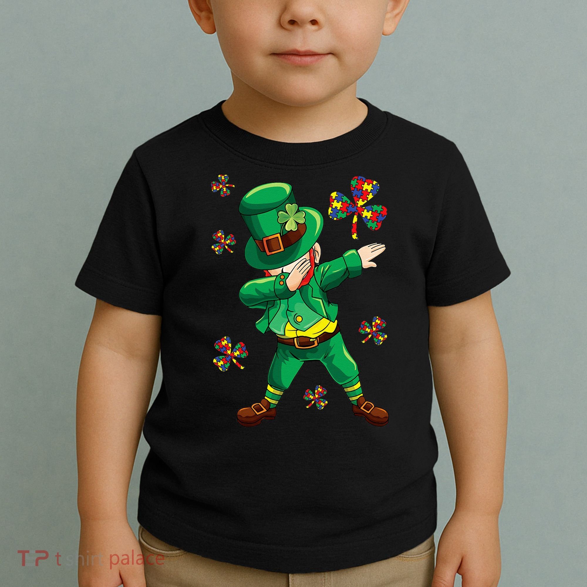 St Patrick's Autism Awareness Puzzle Ribbon Leprechaun IEP Toddler T-Shirt