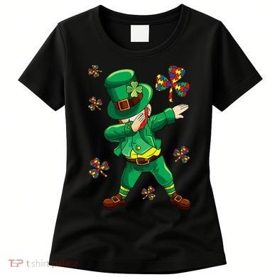 St Patrick's Autism Awareness Puzzle Ribbon Leprechaun IEP Women's T-Shirt