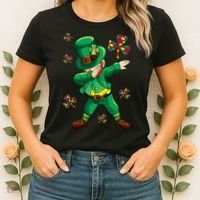 St Patrick's Autism Awareness Puzzle Ribbon Leprechaun IEP Women's T-Shirt thumb 2