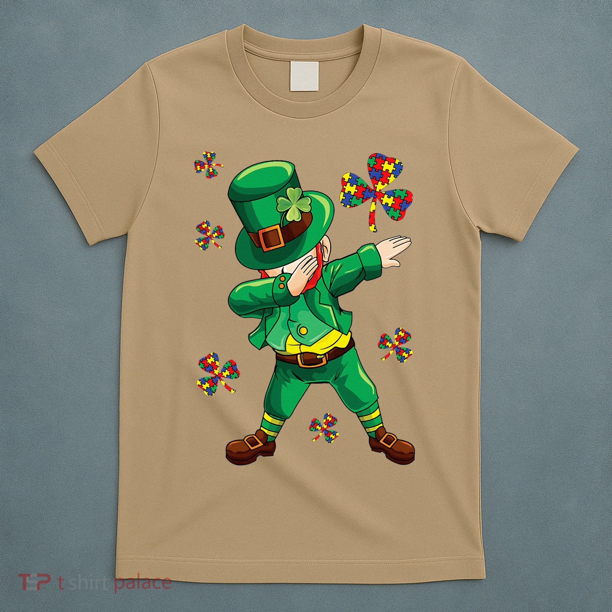St Patrick's Autism Awareness Puzzle Ribbon Leprechaun IEP T-Shirt