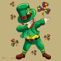 St Patrick's Autism Awareness Puzzle Ribbon Leprechaun IEP Mousepad thumb 1