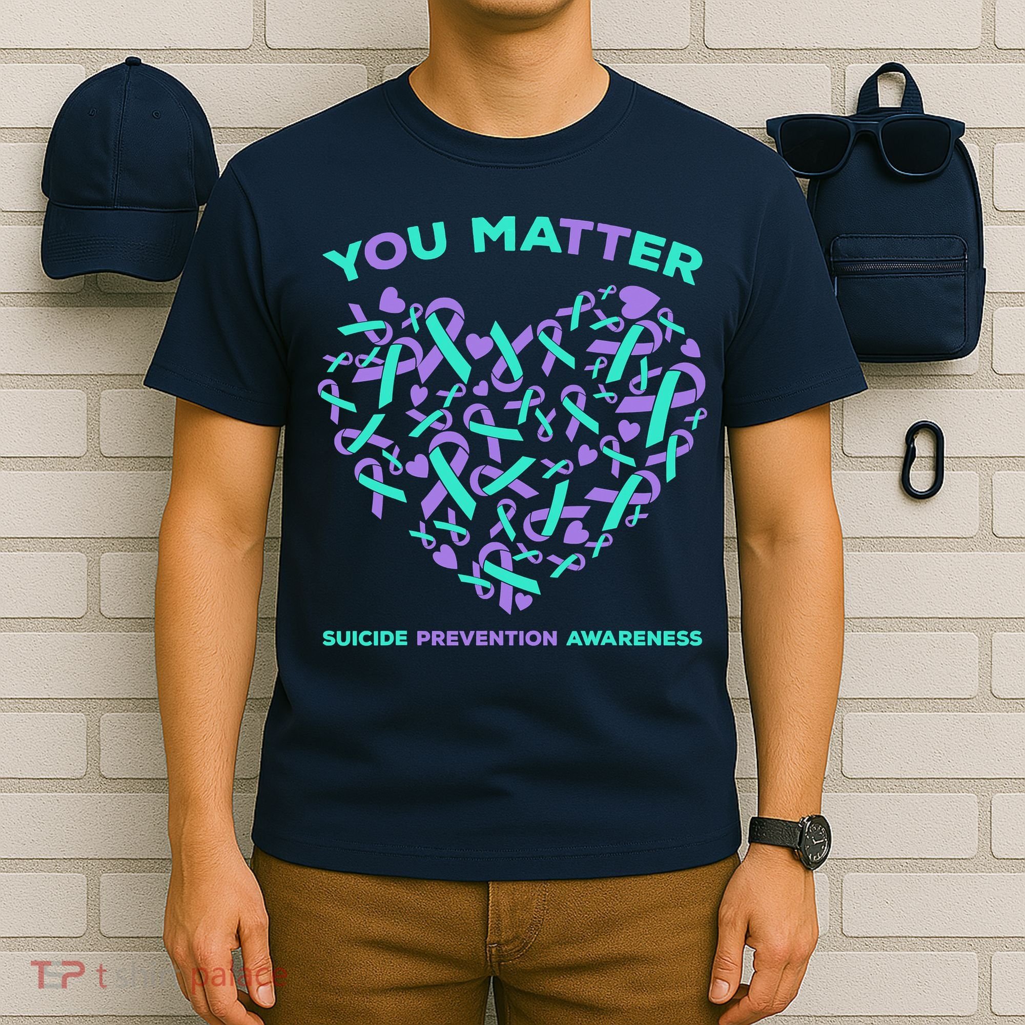 Suicide Prevention Awareness Teal Purple Ribbon You Matter T-Shirt