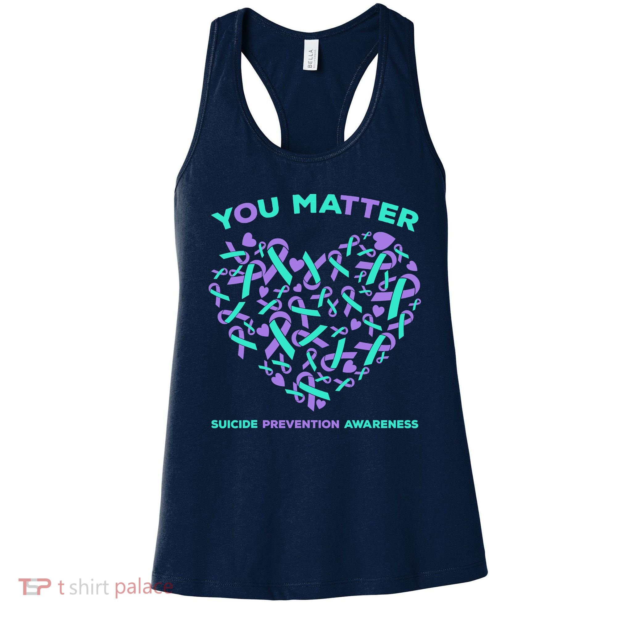 Suicide Prevention Awareness Teal Purple Ribbon You Matter Women's Tank Top