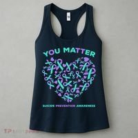 Suicide Prevention Awareness Teal Purple Ribbon You Matter Women's Tank Top thumb 3