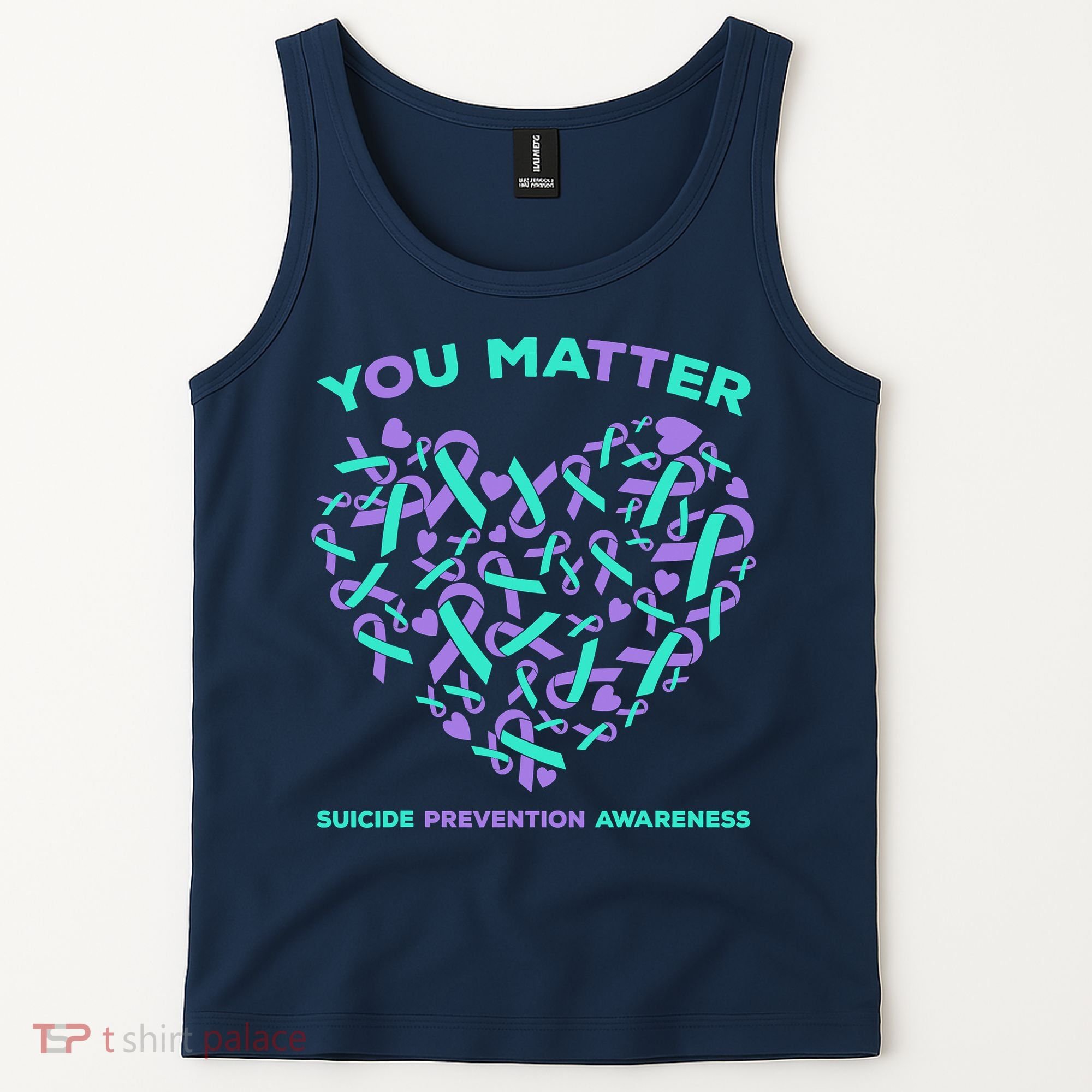 Suicide Prevention Awareness Teal Purple Ribbon You Matter Tank Top
