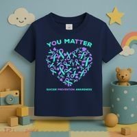 Suicide Prevention Awareness Teal Purple Ribbon You Matter Toddler T-Shirt thumb 3