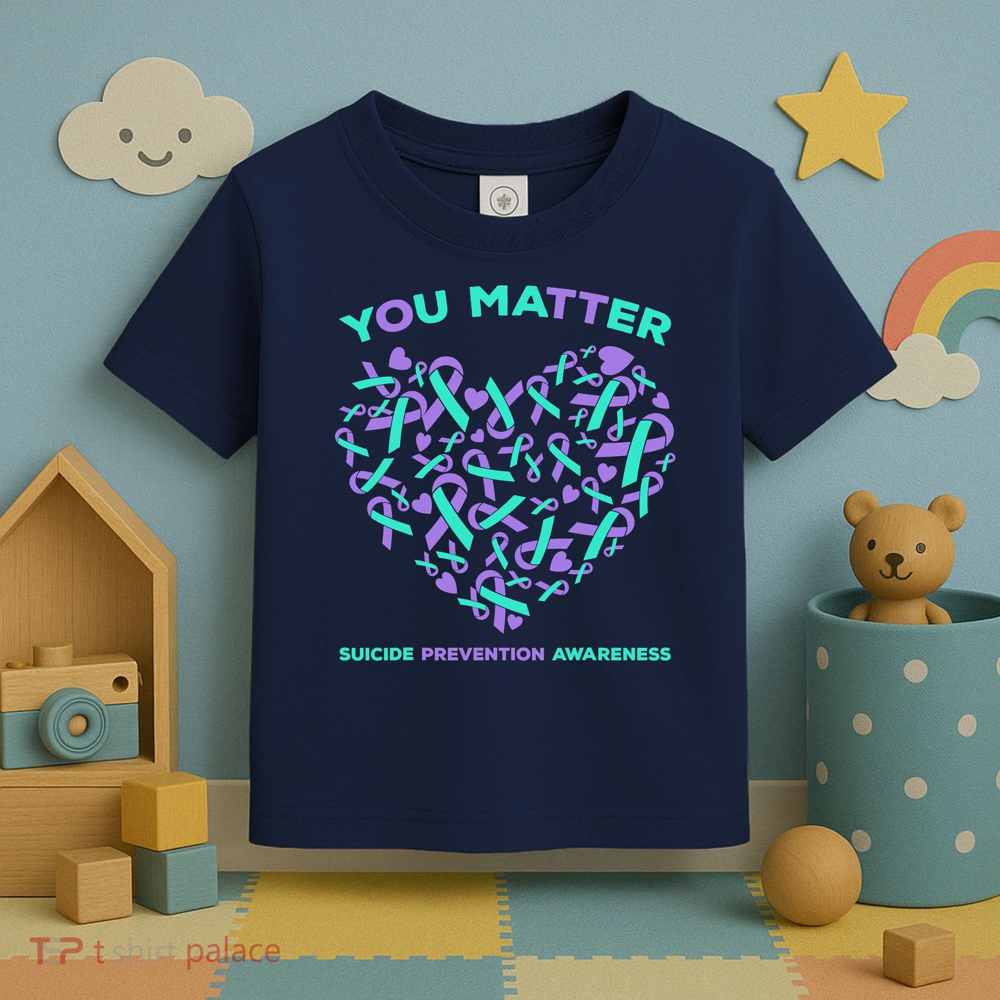 Suicide Prevention Awareness Teal Purple Ribbon You Matter Toddler T-Shirt