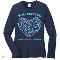 Suicide Prevention Awareness Teal Purple Ribbon You Matter Women's Long Sleeve Shirt thumb 0