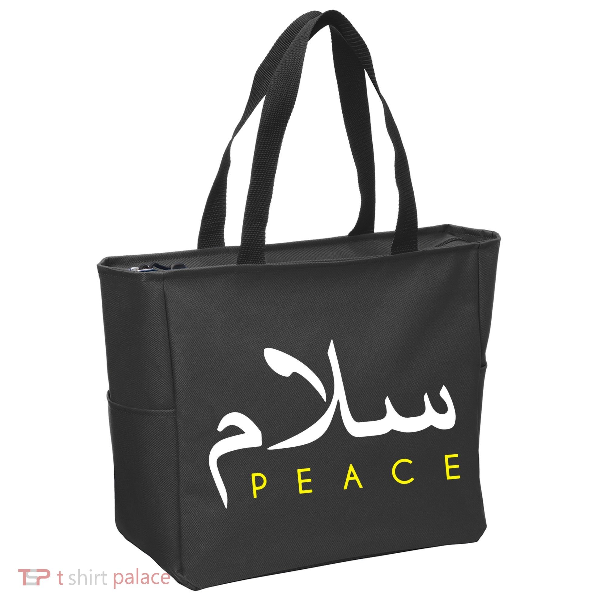 Salam Peace Arabic Calligraphy Tote Bag
