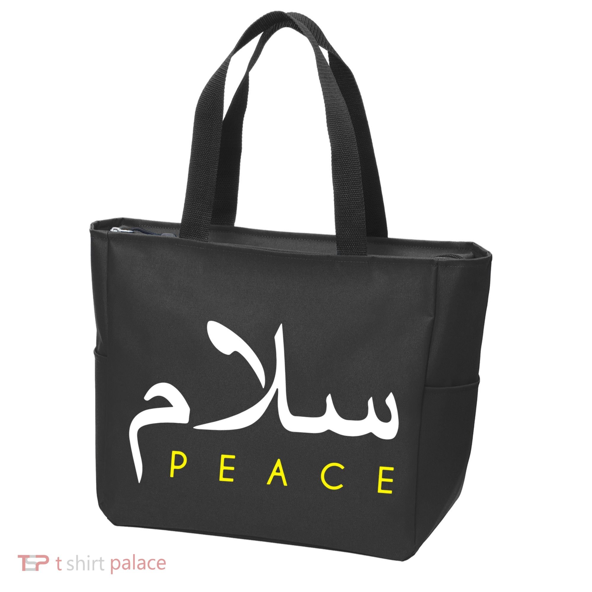 Salam Peace Arabic Calligraphy Tote Bag