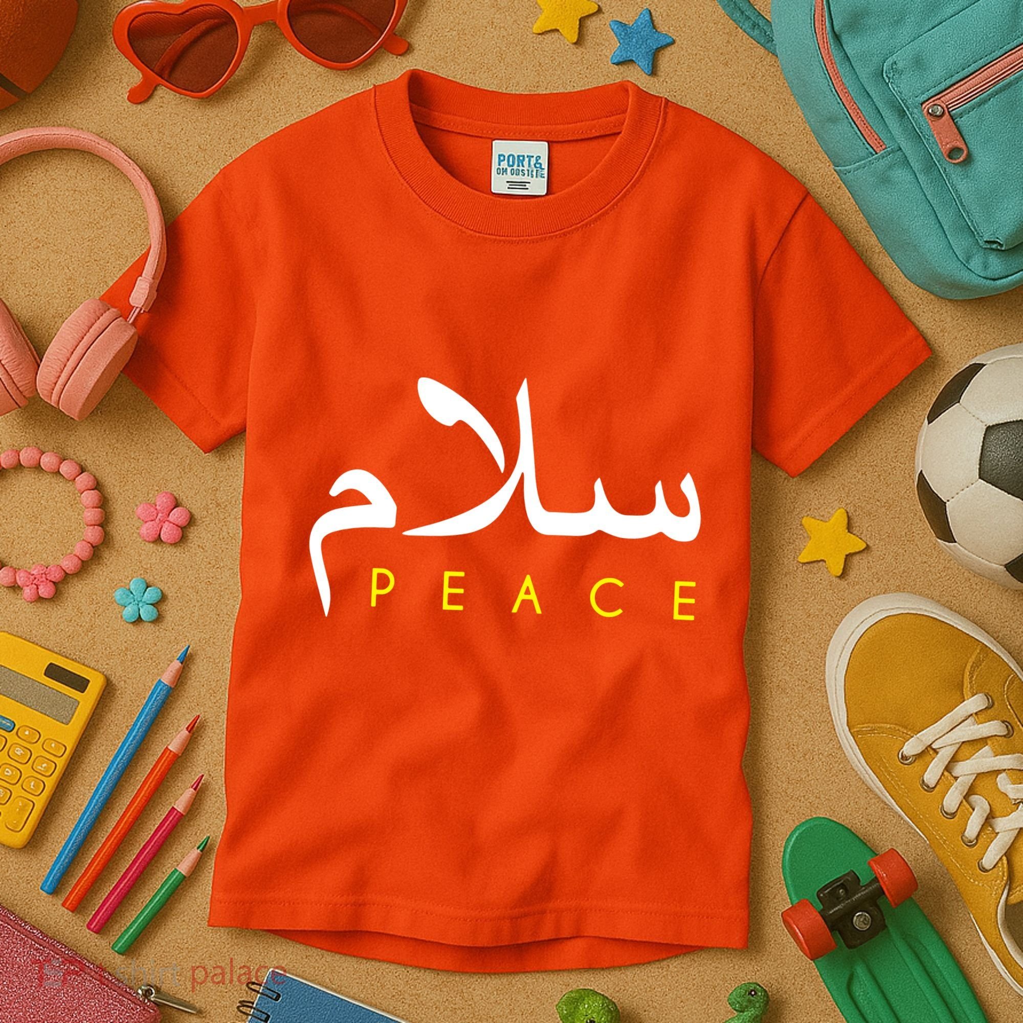 Salam Peace Arabic Calligraphy Kids T-Shirt
