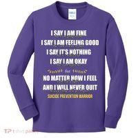 Suicide Prevention Awareness Warrior Quote Kids Long Sleeve Shirt thumb 0