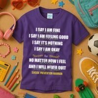 Suicide Prevention Awareness Warrior Quote Kids T-Shirt thumb 3