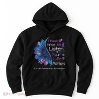 Suicide Prevention Awareness Sunflower Teal & Purple Ribbon Hoodie thumb 0