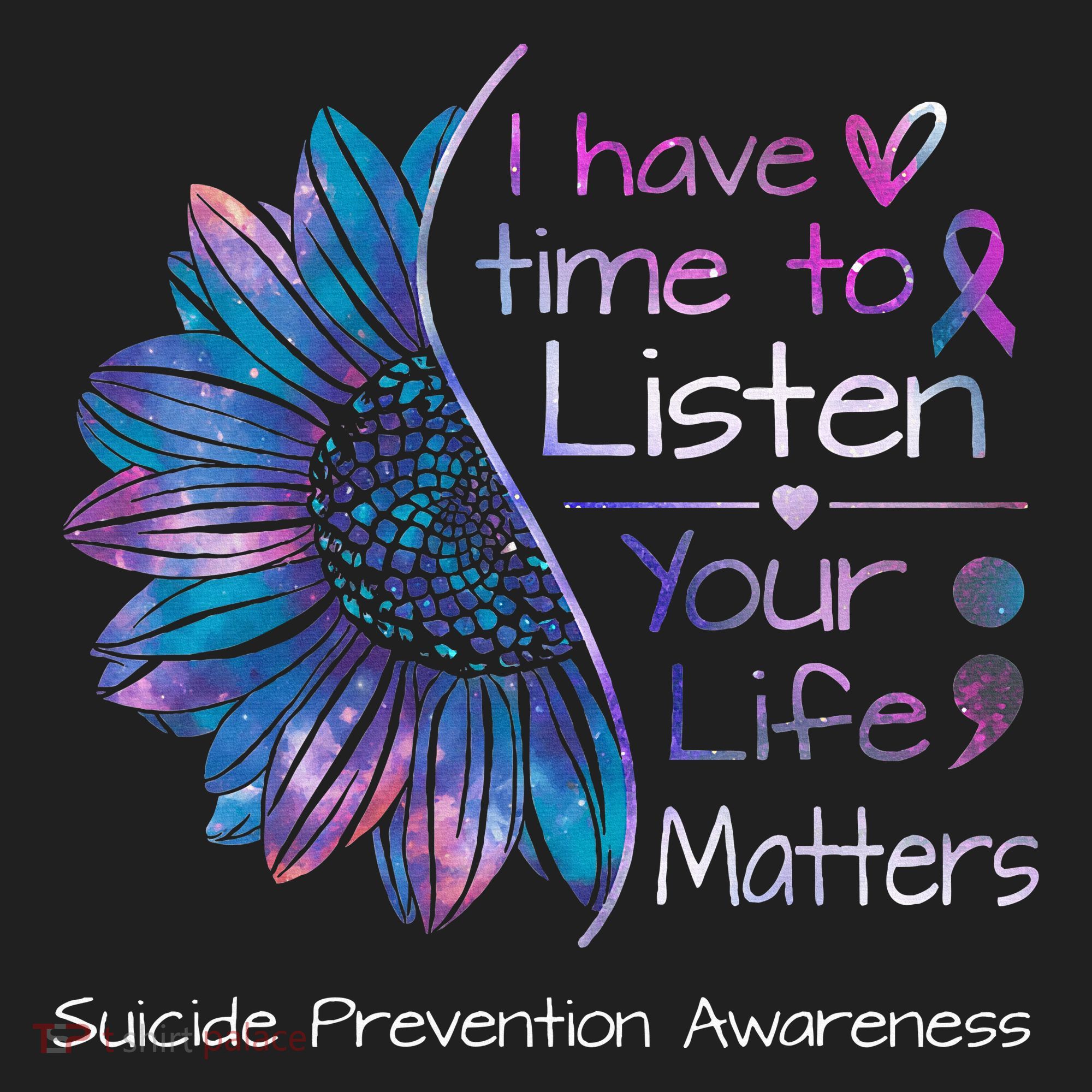 Suicide Prevention Awareness Sunflower Teal & Purple Ribbon Beanie
