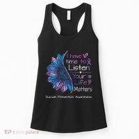 Suicide Prevention Awareness Sunflower Teal & Purple Ribbon Women's Tank Top thumb 0