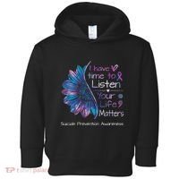 Suicide Prevention Awareness Sunflower Teal & Purple Ribbon Toddler Hoodie thumb 0