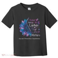 Suicide Prevention Awareness Sunflower Teal & Purple Ribbon Toddler T-Shirt thumb 0