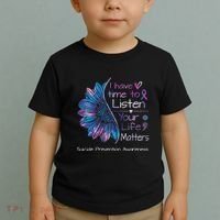 Suicide Prevention Awareness Sunflower Teal & Purple Ribbon Toddler T-Shirt thumb 2