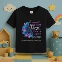 Suicide Prevention Awareness Sunflower Teal & Purple Ribbon Toddler T-Shirt thumb 3
