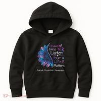 Suicide Prevention Awareness Sunflower Teal & Purple Ribbon Kids Hoodie thumb 0