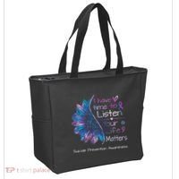 Suicide Prevention Awareness Sunflower Teal & Purple Ribbon Tote Bag thumb 2