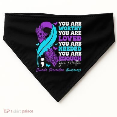 Suicide Prevention Awareness Positive Motivational Support Gift USA-Made Doggie Bandana
