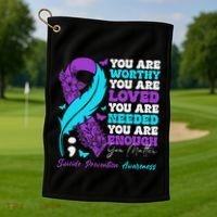 Suicide Prevention Awareness Positive Motivational Support Gift Golf Towel thumb 1