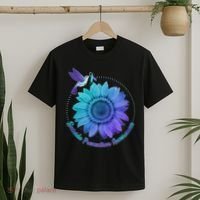 Suicide Prevention Awareness Hummingbird Flower T-Shirt thumb 2