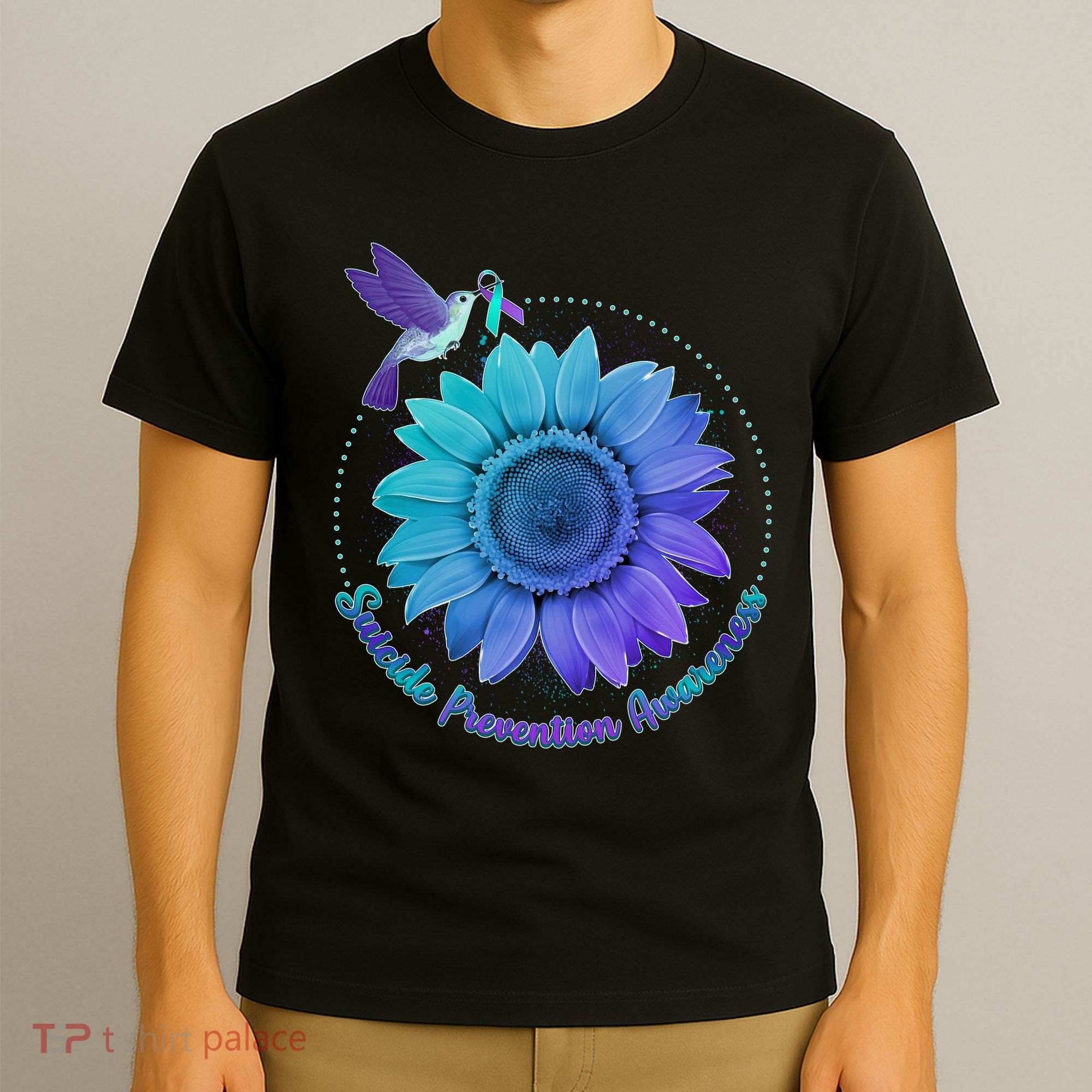 Suicide Prevention Awareness Hummingbird Flower T-Shirt